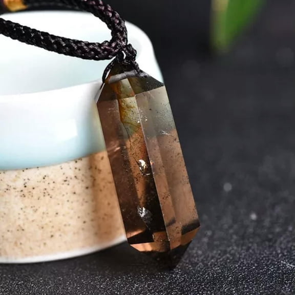 EOEMY Natural Smoky Quartz Crystal Point Pendant Chakra Healing Stone Amulet Decor Us