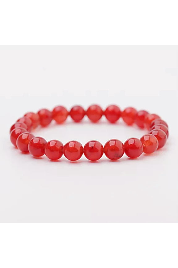 Natural Stone Bead Bracelet Elastic Stretch Bangle 6-10mm Round Bead Multi-Style-Red Agate-6mm