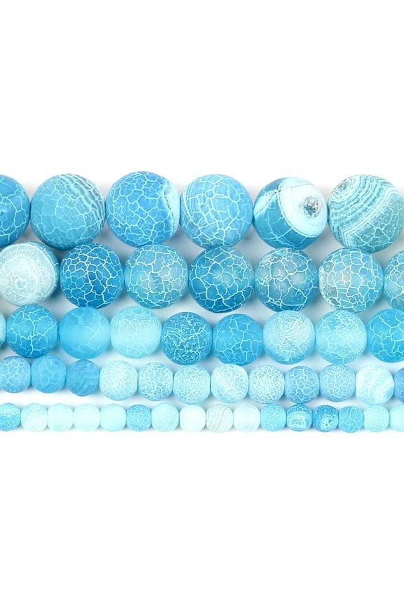 Natural Stone Bead Frost Blue Cracked Dream Fire Dragon Veins Agates Loose Beads-H7442-10Pcs 4mm