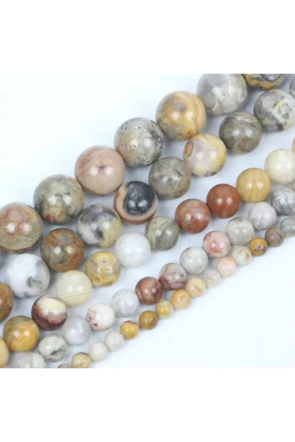 Natural Stone Crazy Agates Round Loose Beads For Jewelry Making Bracelet Gift-8mm 44-46Pcs