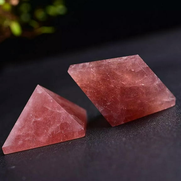 EOEMY Natural Strawberry Quartz Crystal Pyramid Orgone Energy Gemstone Tower Healing