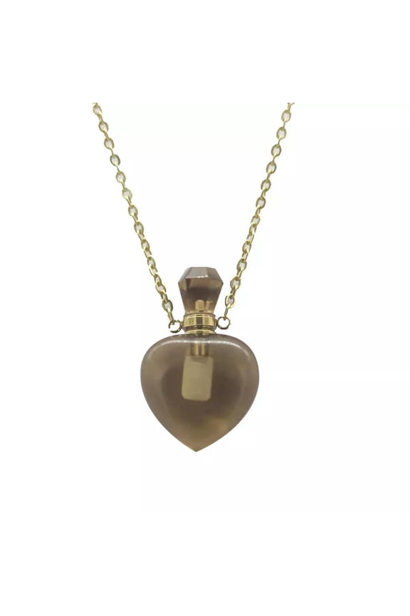 Natural Tiger'S Eye Gem Quartz Crystal Heart Shaped Perfume Bottle Pendant Decor