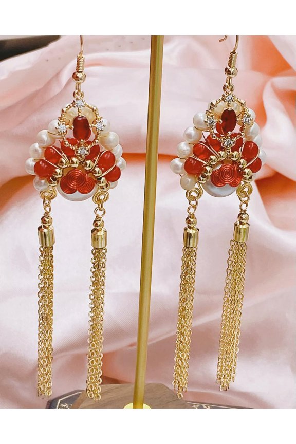 Natural White Facial Makeup Freshwater Pearl Earrings