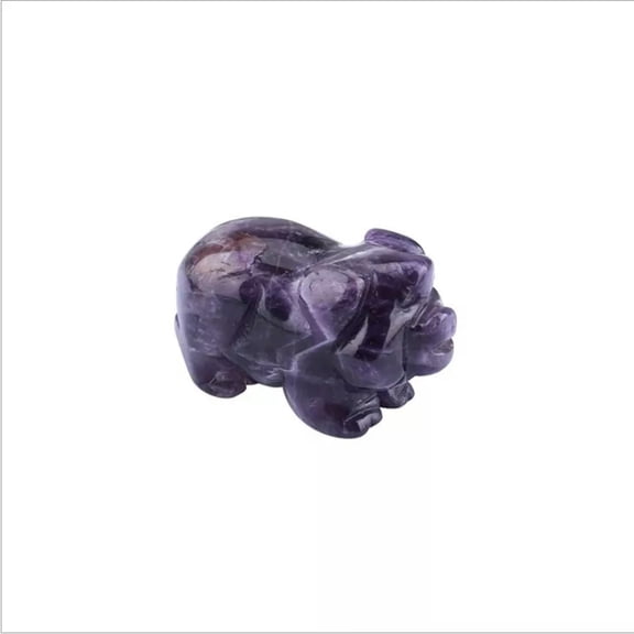 EOEMY Natural Y Amethyst Quartz Crystal Piglet Carved Mini Reiki Sculpture Decor