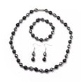 thumbnail image 1 of EOEMY Necklace Stretch Bracelet Earrings Set Magnetic Hematite Natural Agate 20" P755-Default, 1 of 6