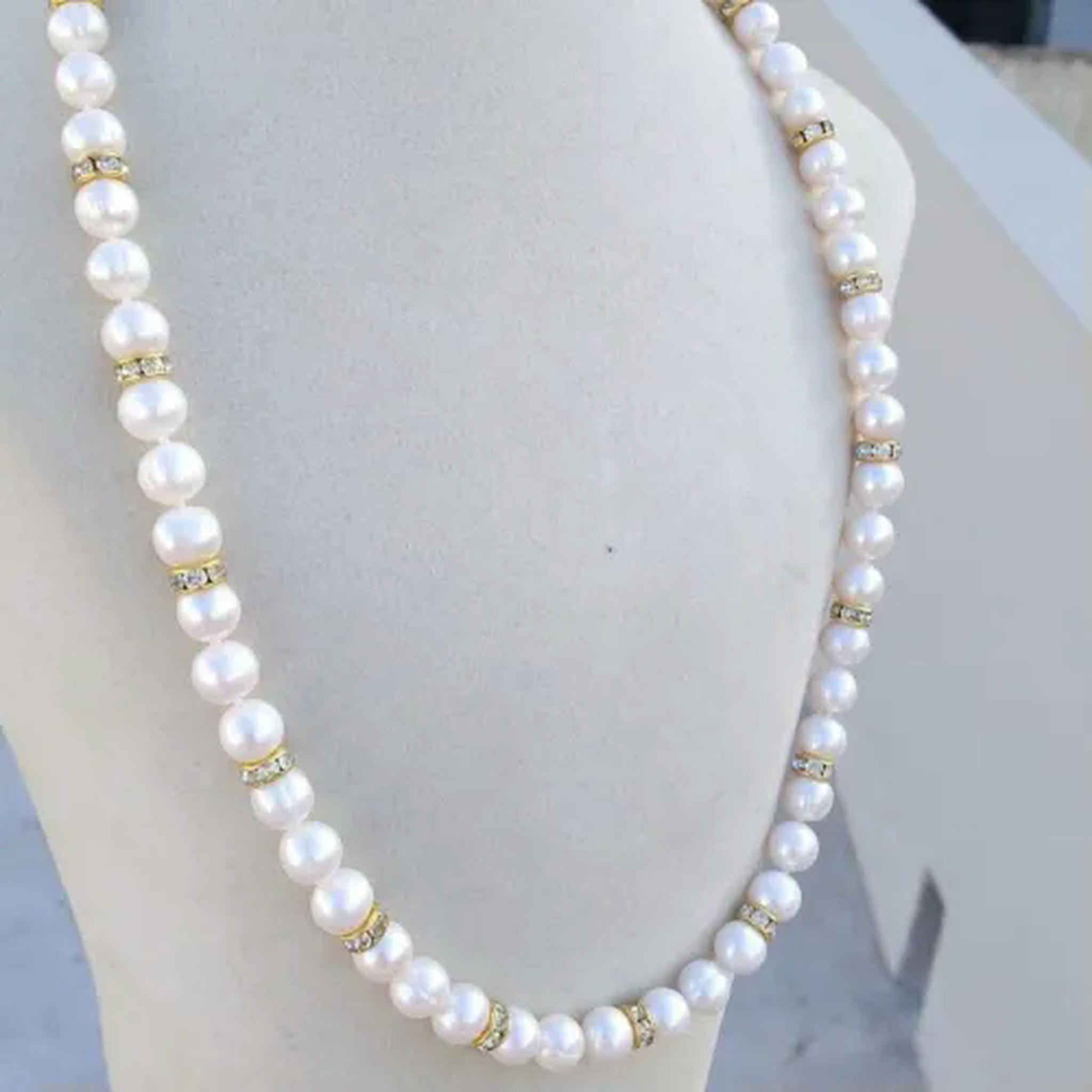 Orecchini Pendenti In Oro Giallo 14k Con Perle Bianche Naturali 8-9mm Del Mare Del Sud AAA
