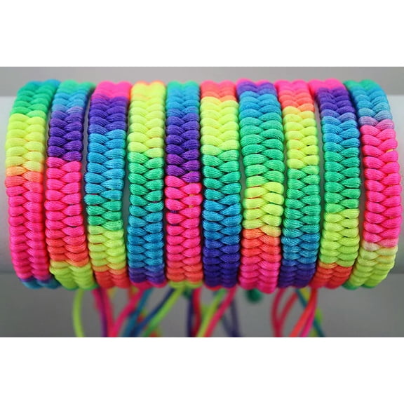 EOEMY New 50 Colorful Rainbow Macrame Hand-Weave Friendship Bracelet Anklet 0.29"Width