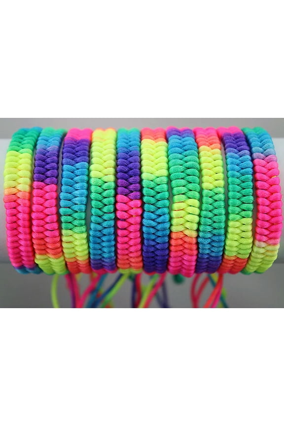 New 50 Colorful Rainbow Macrame Hand-Weave Friendship Bracelet Anklet 0.29"Width