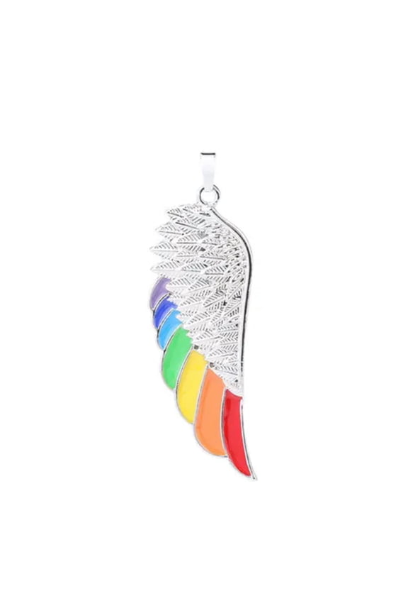 New Angel Wings Stainless Lgbt Gay Lesbian Rainbow Pride Pendant Chain Necklace-A-Pendant