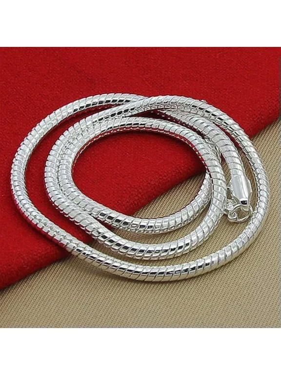 New Arrival 925Sterling Silver 3mm Big Snake Bone Unisex Chains Necklace 16"-30"-18"
