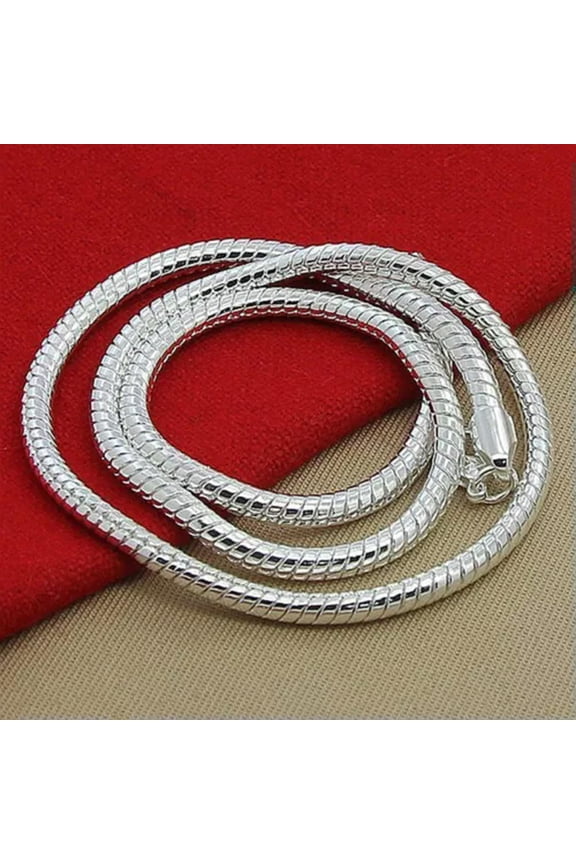 New Arrival 925Sterling Silver 3mm Big Snake Bone Unisex Chains Necklace 16"-30"-26"