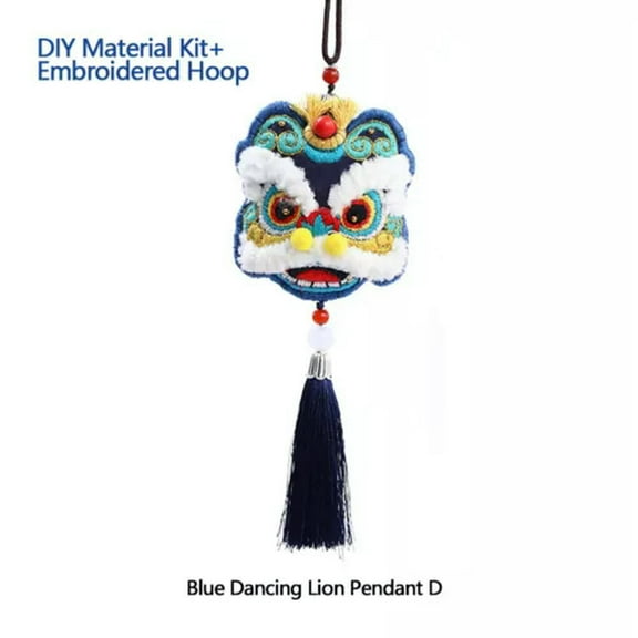 EOEMY New Chinese Amulet Lucky Fortune Dancing Lion Dant Diy Embroidery Kit Handmade-02