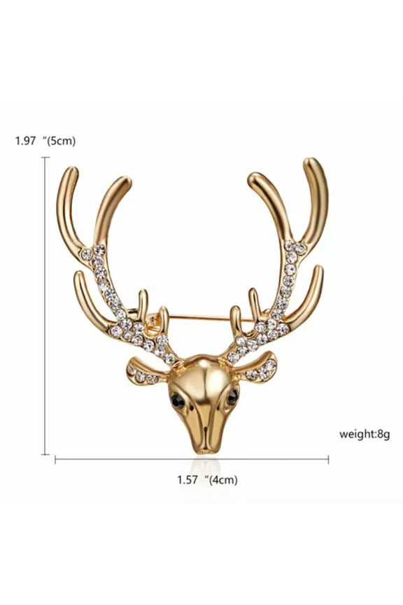 New Christmas Tree Santa Claus Snowman Brooch Pin Crystal Xmas Party 2024-Gold Chic Crystal Deer