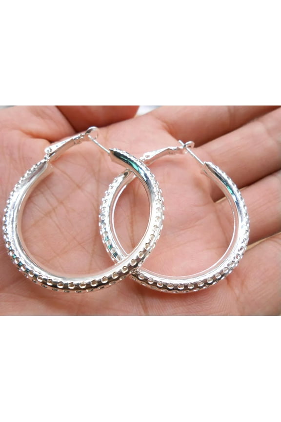 New Fashion 1 Pair 925 Silver Earrings Jewelry 40mm For Beautiful Women