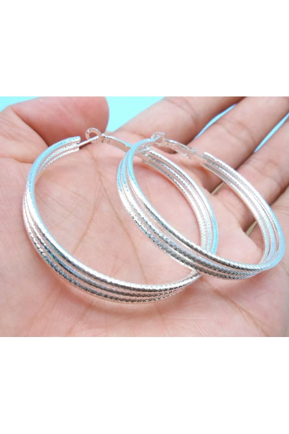 New Fashion 1 Pair 925 Silver Fashion Loop Earrings Jewelry For Beautiful Women