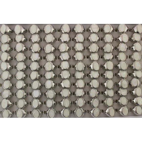 EOEMY New Fashion Mixed Lots 32Pcs Silver P Lady'S White Shell Ring Wholesale Rings