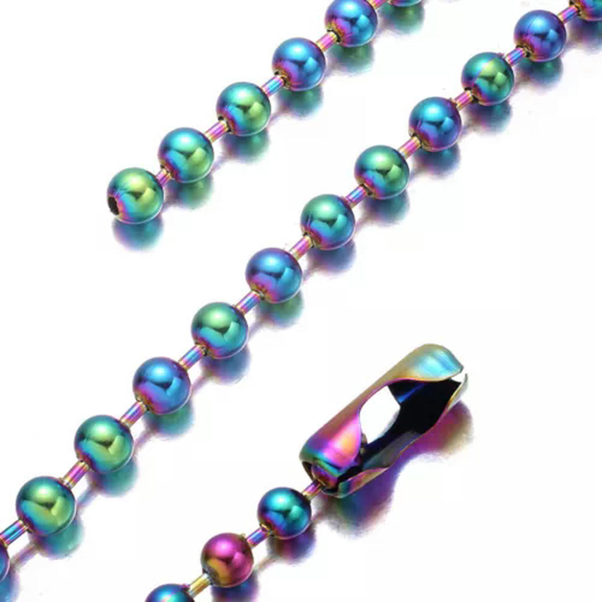 EOEMY New Multicolor Ball Chain Women Men 316L Stainless Steel Necklace ...