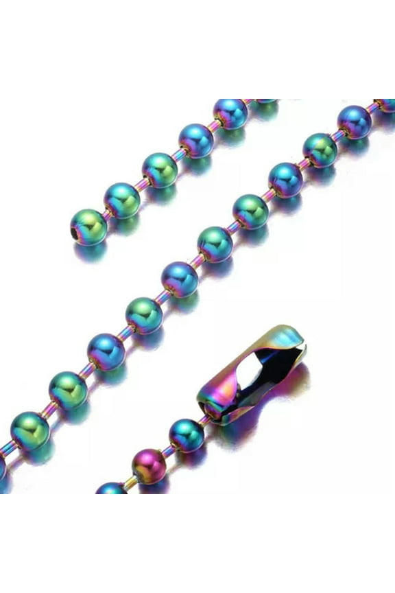 New Multicolor Ball Chain Women Men 316L Stainless Steel Necklace 6/8/10/12mm-Multicolor-10mm-24Inch Or 61Cm