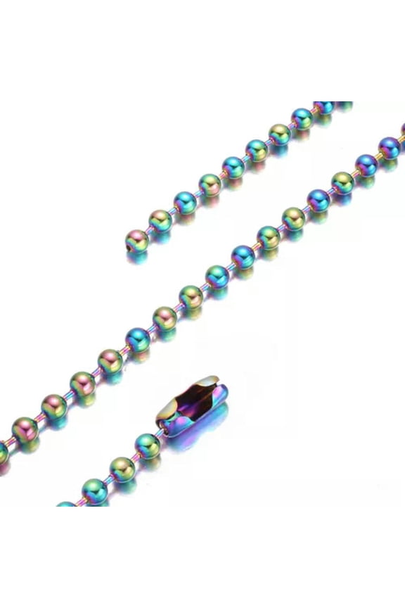 New Multicolor Ball Chain Women Men 316L Stainless Steel Necklace 6/8/10/12mm-Multicolor-6mm-10Inch Bracelet