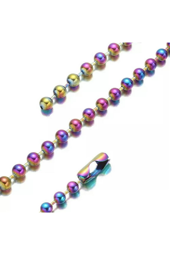 New Multicolor Ball Chain Women Men 316L Stainless Steel Necklace 6/8/10/12mm-Multicolor-8mm-10Inch Bracelet
