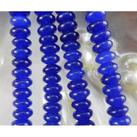 EOEMY New Natural 5X8mm Blue Sapphire Rondelle Abacus Gemstone Loose Beads Strand 15"