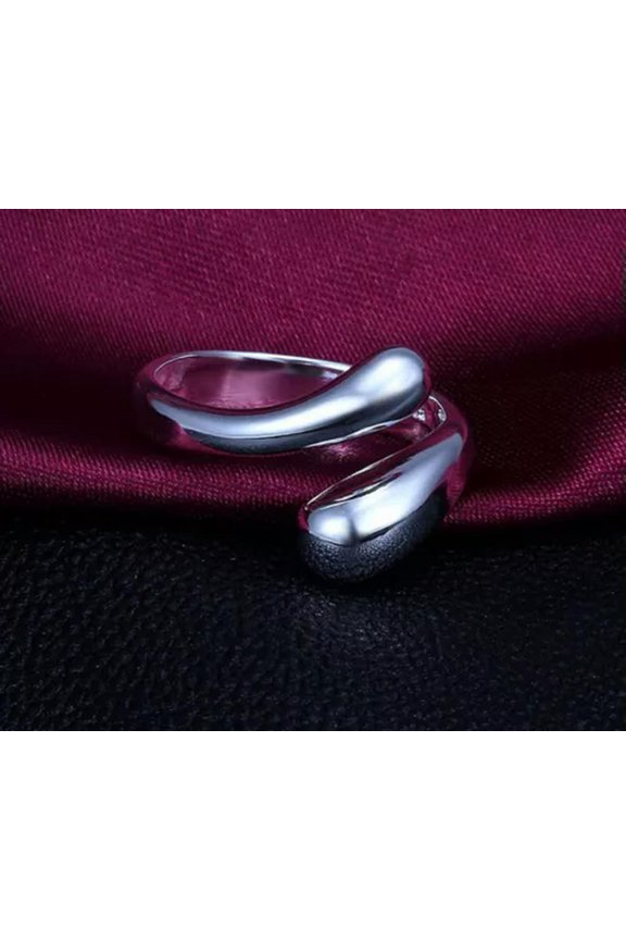 New Wholesale 925 Sterling Silver Plating Solid Teardrop Drop Ring-Open