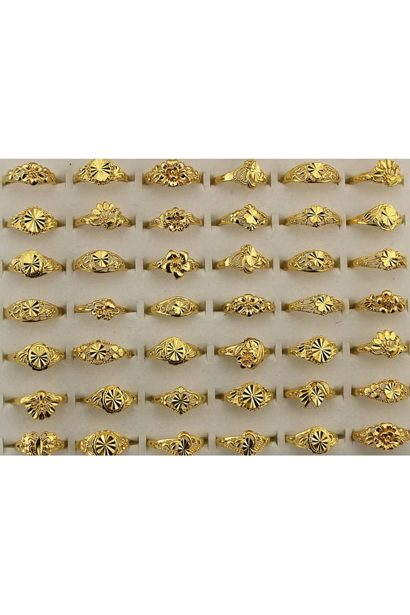 Newest Wholesale Jewelry Mixed Lots 40Pcs Gold P Alloy Assorted Lady'S Rings