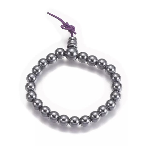 EOEMY Non-Magnetic Synthetic Hematite Stretch Bracelet Round 2Inches(50mm) Z172-Default