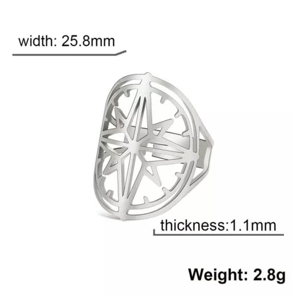 EOEMY North Star Ring Stainless Steel Open Adjustable Finger Rings Jewelry Gift