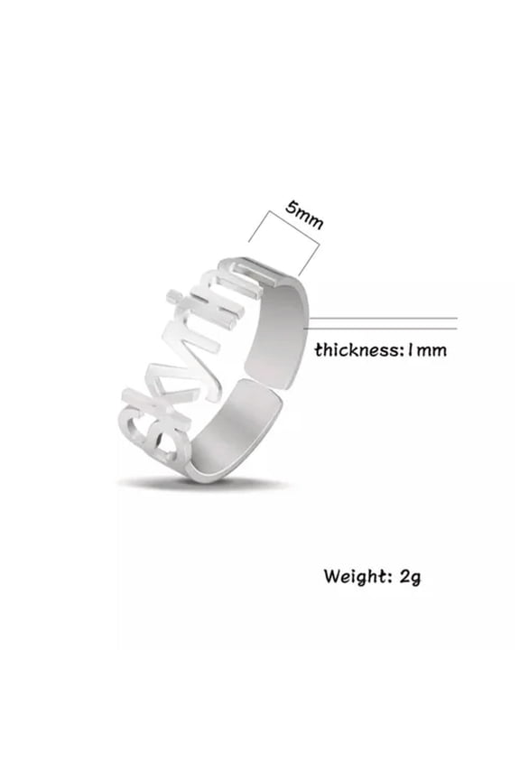 Open Custom Name Gold Rings Stainless Steel Mother Day Gift Woman Jewelry