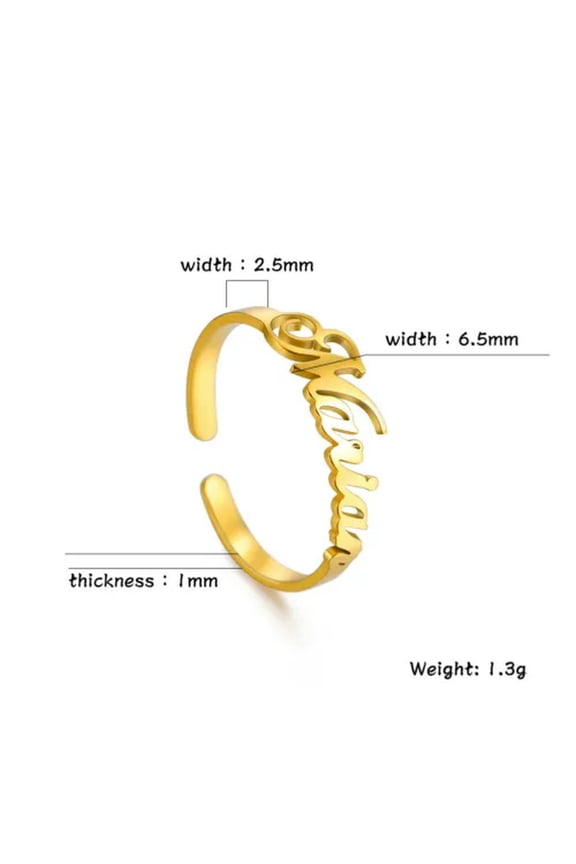 Open Custom Name Gold Rings Stainless Steel Mother Day Gift Woman Jewelry