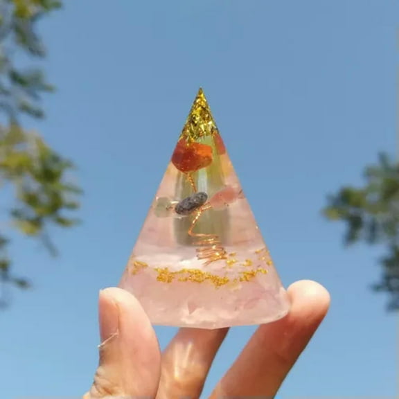 EOEMY Orgone Cone Energy Generator Tower Home Reiki Healing Chakra Tree Life Ornament-Rose Quartz