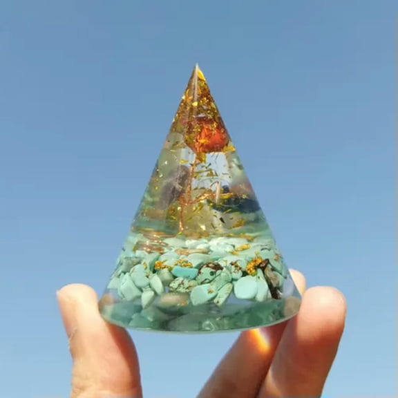 EOEMY Orgone Cone Energy Generator Tower Home Reiki Healing Chakra Tree Life Ornament-Turquoise