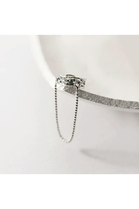 Pair 925 Sterling Silver & Ear Cuff With Trace Chain Earrings No Piercing