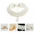 thumbnail image 1 of EOEMY Pearls Strand Necklace Pearl Drop Necklace Love Pendant Necklace, 1 of 9