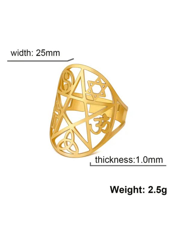 Pentacle Pentagram Adjustable Rings Triquetra Knot Yin Yang Cross Om Symbol Ring
