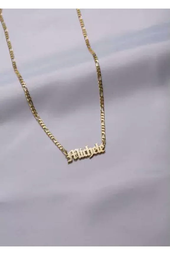 Personalized Gothic Old English Figaro Chain Custom Name Necklace Jewelry
