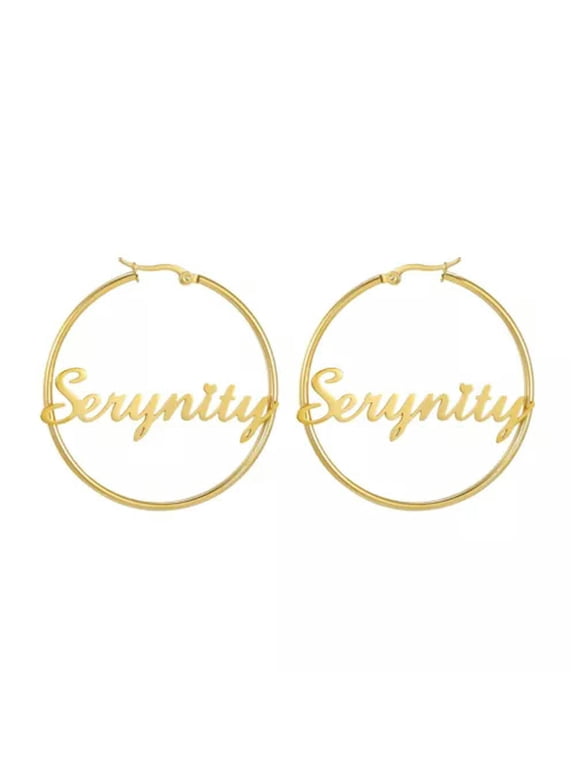 Personalized Hoop Custom Name Gold Earrings For Woman Mother Gift Jewelry