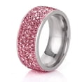thumbnail image 1 of EOEMY Pink/Blue/Purple Aaa Cz Silver Band 8mm Men Women'S Stainless Steel Ring Sz 6-12, 1 of 6