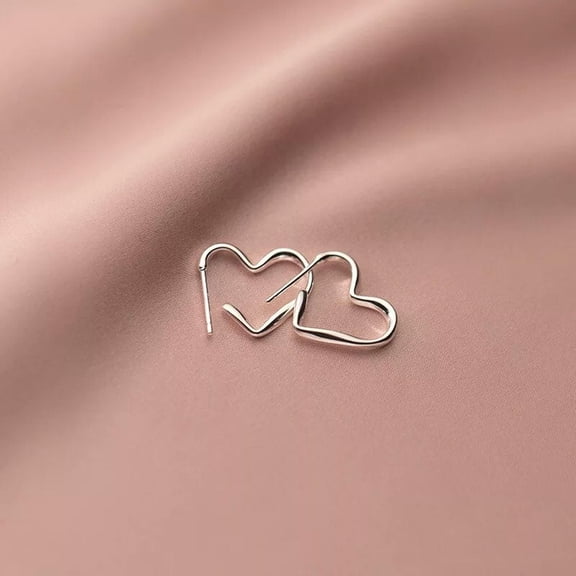 EOEMY Plain Simple 925 Sterling Silver Heart Sleeper Hoop Earrings Hoops