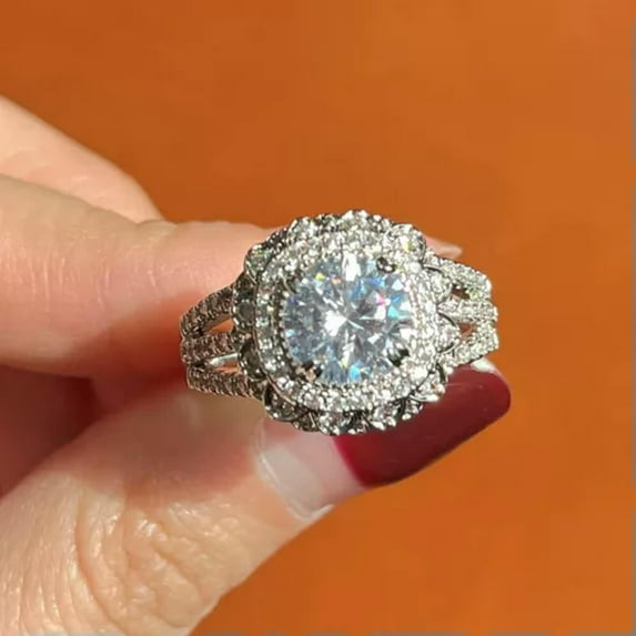 EOEMY Pretty 925 Silver Filled Ring Sparkly Cubic Zircon Women Wedding Ring Sz 6-10-8