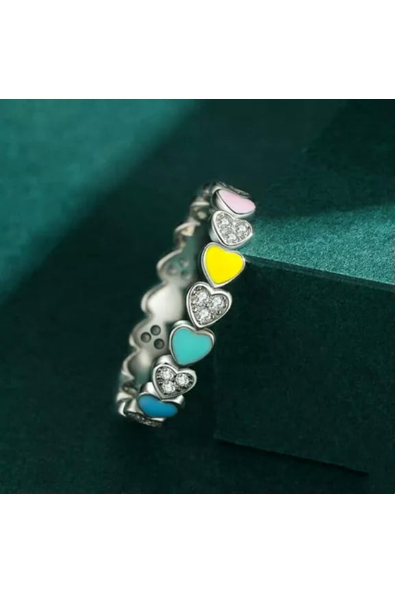 Pretty Cubic Zirconia Heart 925 Silver Rings Anniversary Jewelry Sz 6-10