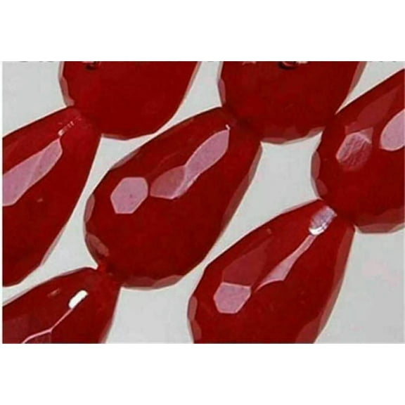 EOEMY Pretty Natural 8X12mm Faceted Red Ruby Gemstone Teardrop Loose Beads 15'' Aaa