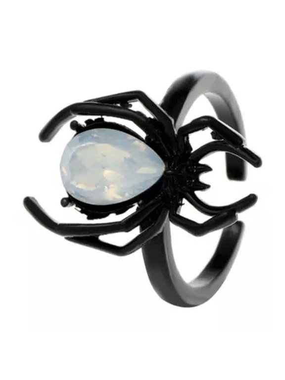 Punk Halloween Big Spider Ring Open Rings Women Men Jewelry Gift Adjustable -Black