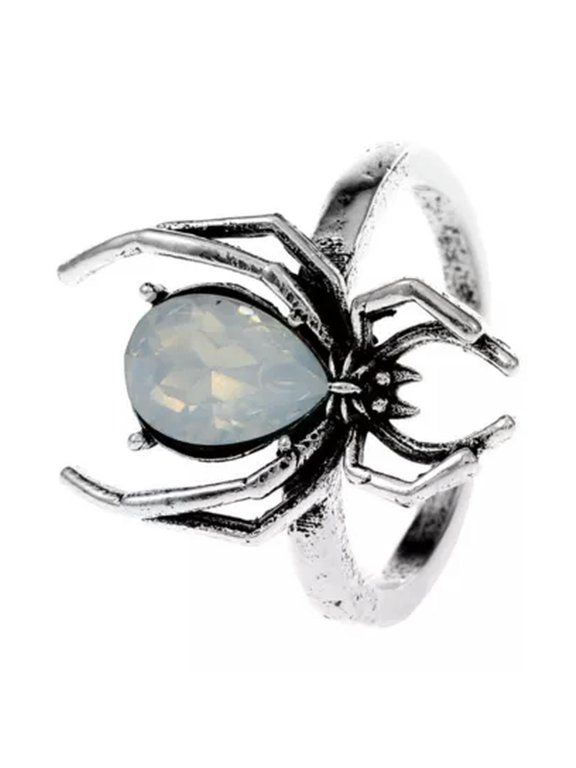 Punk Halloween Big Spider Ring Open Rings Women Men Jewelry Gift Adjustable -Silver