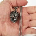 thumbnail image 1 of EOEMY Punk Lion Head Pendant Necklace For Men Gothic Jewelry Stainless Steel Chain 24"-Silver, 1 of 5