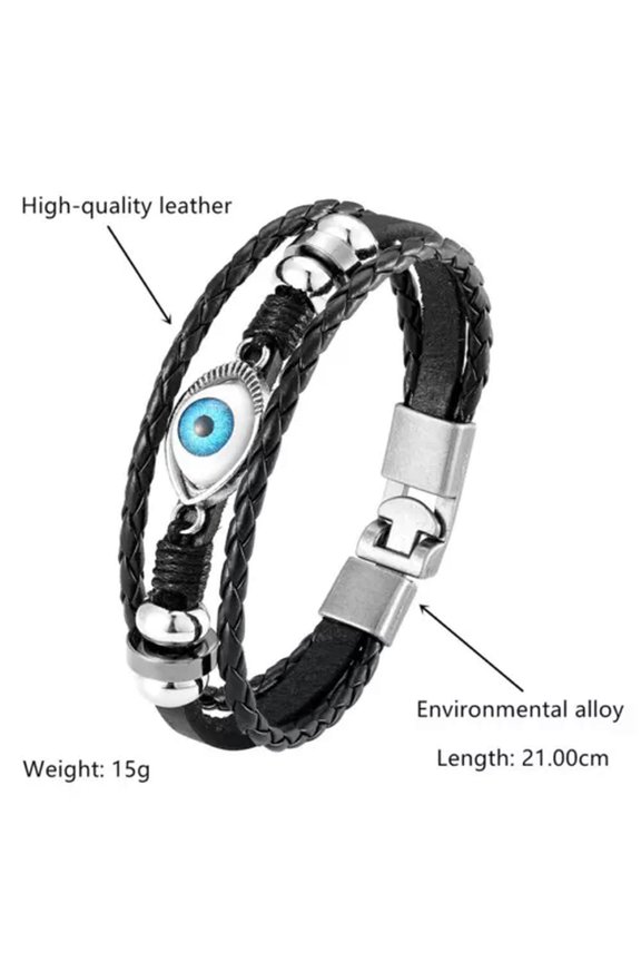 Punk Men'S Leather Multilayer Scorpion Cuff Wristband Bracelet Spider Bracelet -#2 Devil'S Eye