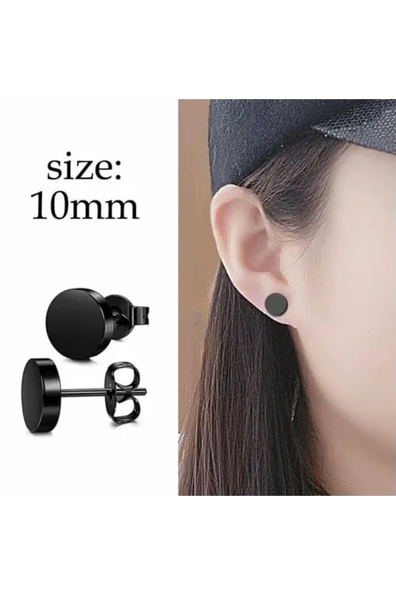 Punk Women Men'S Black Unique Pin Cross Hoop Earrings Ear Stud Dangle Jewellery-#2 Stud Round