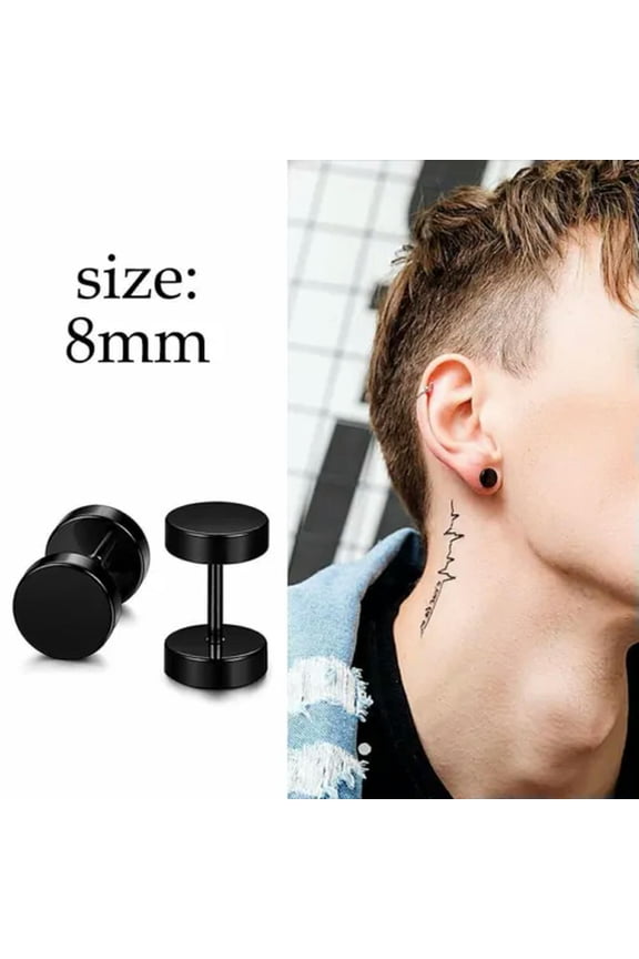 Punk Women Men'S Black Unique Pin Cross Hoop Earrings Ear Stud Dangle Jewellery-#3 Stud Round