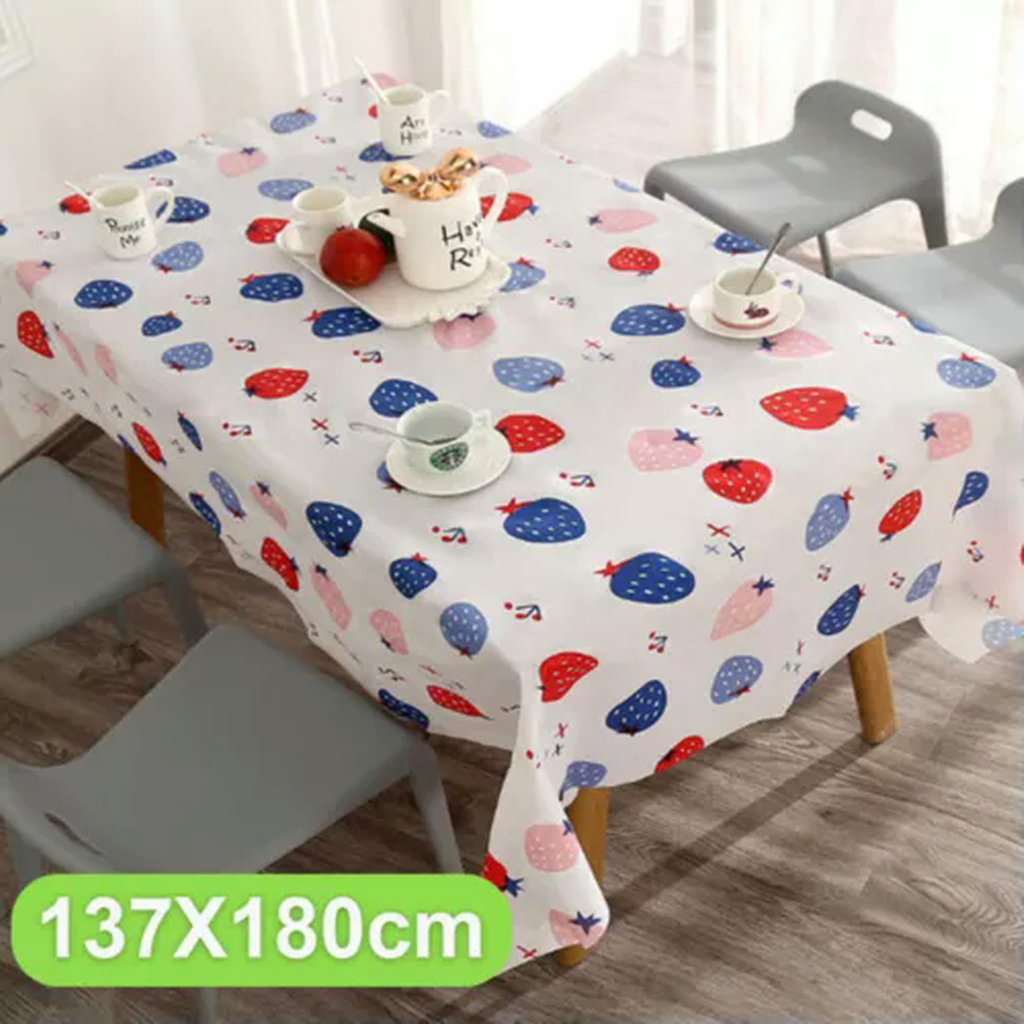 EOEMY Pvc Tablecloth Waterproof Oil-Proof Rectangle Kitchen Dining ...